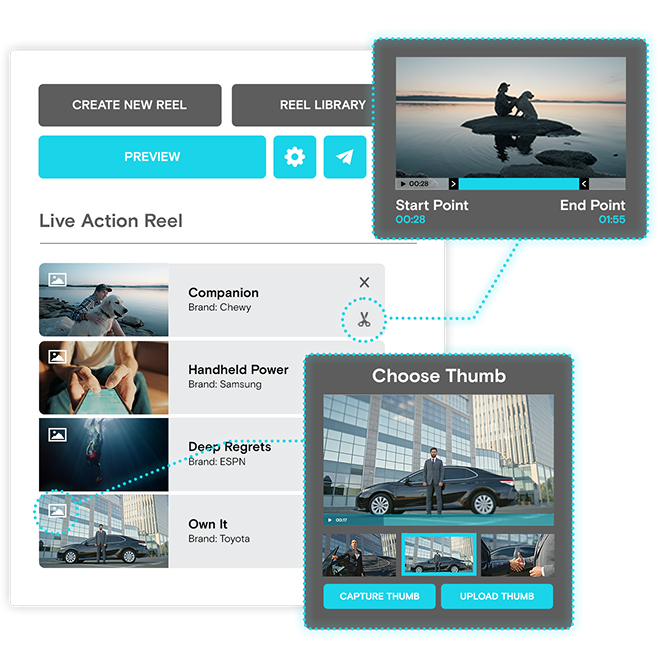 Simian Lite reels UI